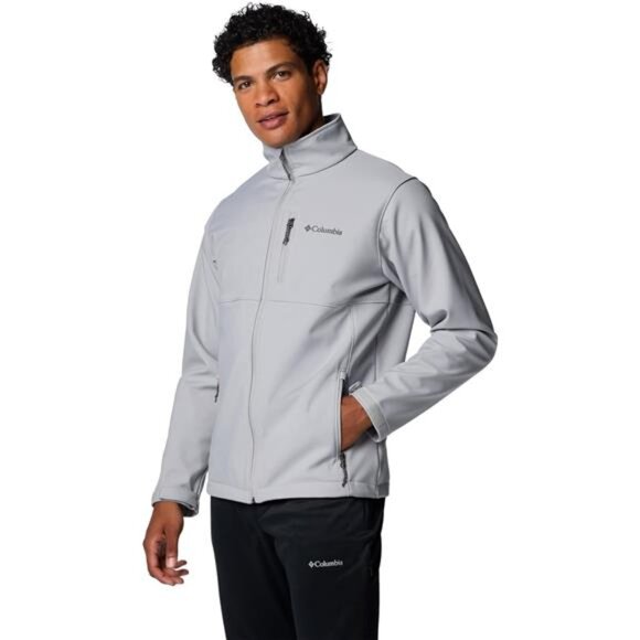 Mens softshell jacket water resistant windproof zip up outdoor hiking coat - Picture 4 of 8